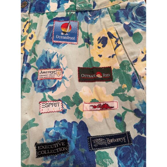 SOLD! Vintage Handmade Floral Denim / Jeans Tag Patchwork Bag Tote - Picture 2 of 7